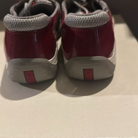 Prada Shoes America's Cup Low Top Sneakers Red Leather Women's Shoes Size 39 - Picture 2 of 6